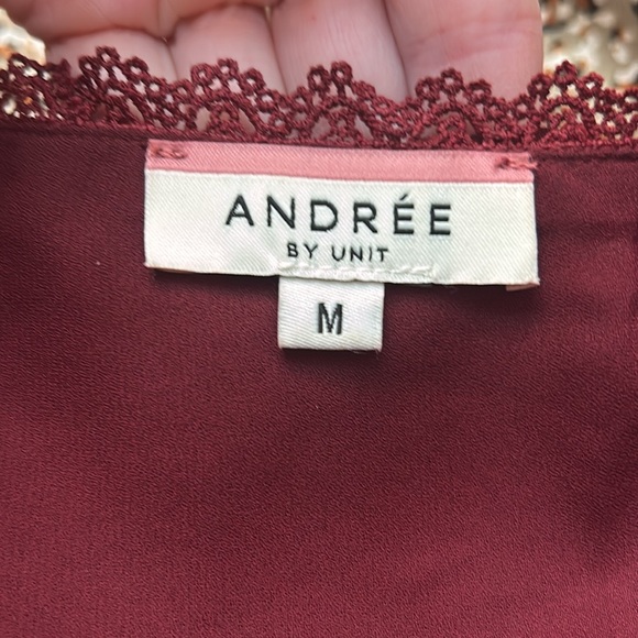 Andree by Unit Dot Blouse Maroon/Burgundy Medium - Picture 6 of 10